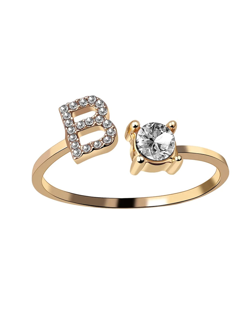 Elin | Öppen zirkonia-ring med initialer