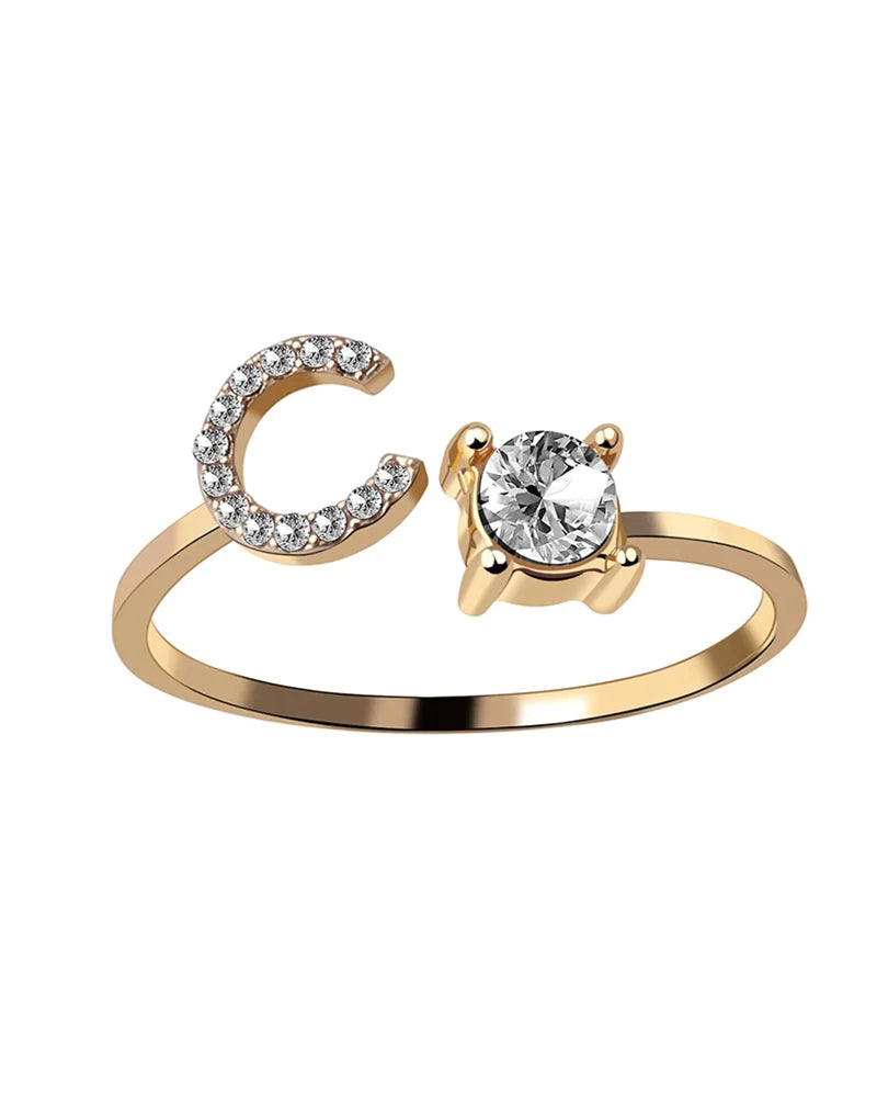 Elin | Öppen zirkonia-ring med initialer