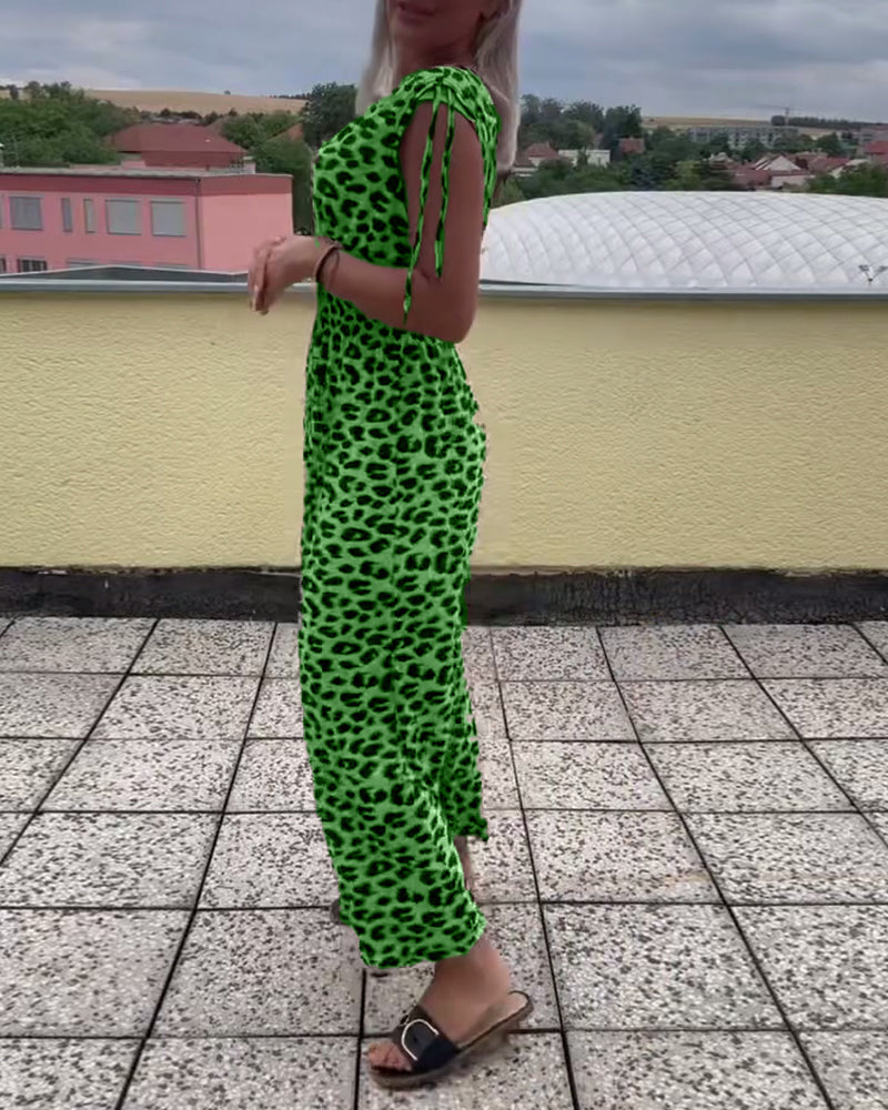 Elin | Ärmlös Klänning Med Leopardtryck