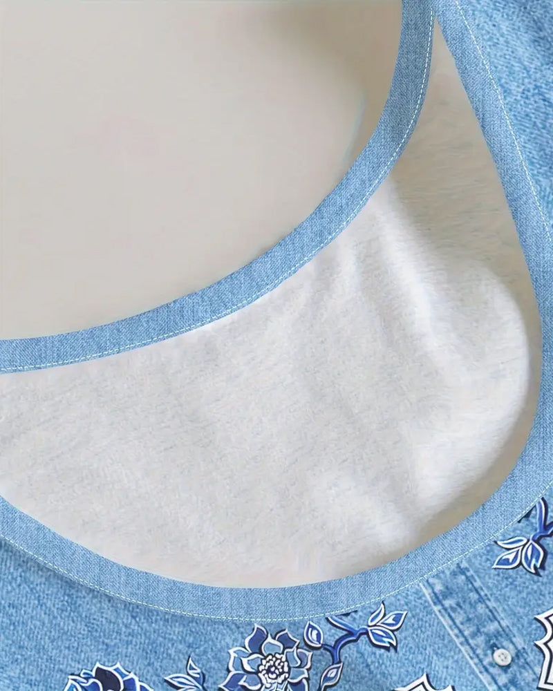 Elin | Klänning Ärmlös Imitation Denim