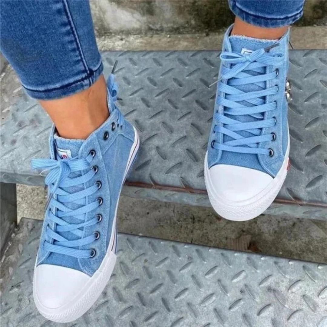 Elin | Chic och Bekväm Högskuren Denim Canvas Skor
