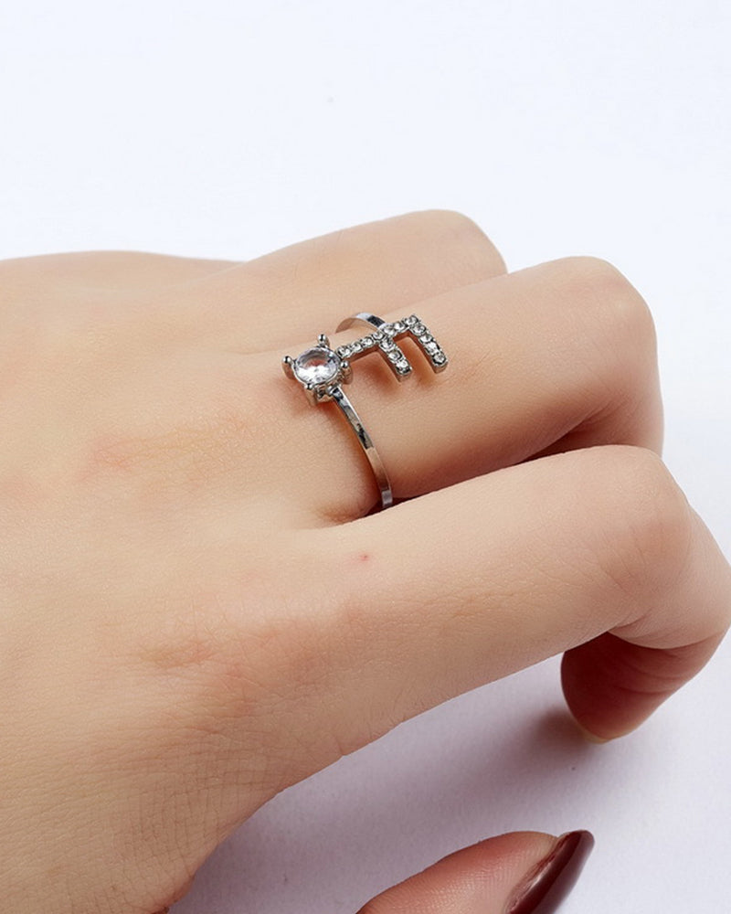 Elin | Öppen zirkonia-ring med initialer