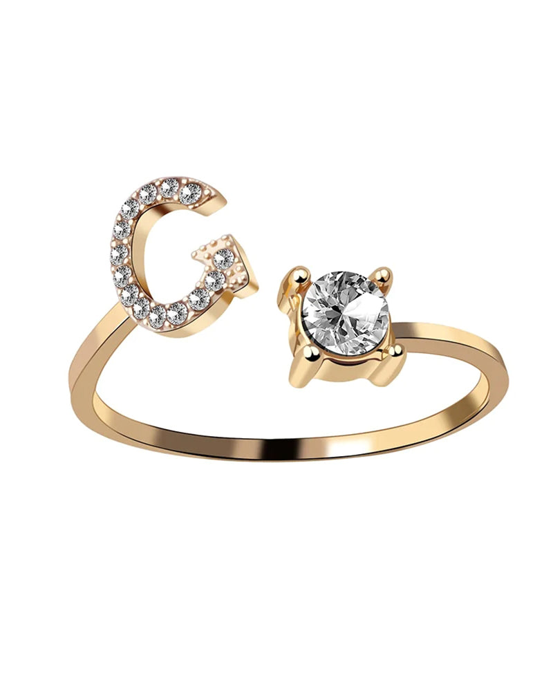 Elin | Öppen zirkonia-ring med initialer