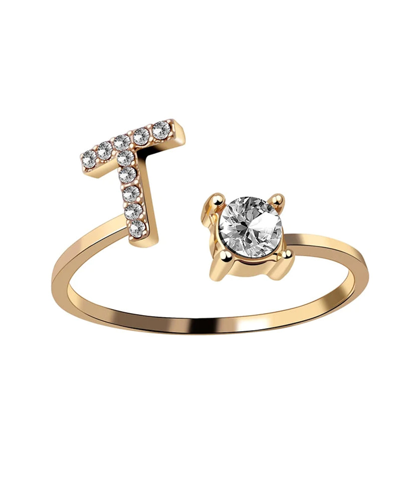 Elin | Öppen zirkonia-ring med initialer