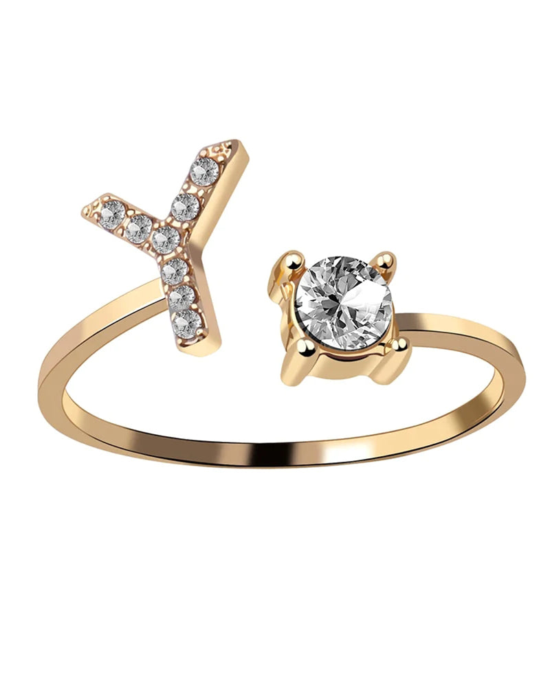 Elin | Öppen zirkonia-ring med initialer