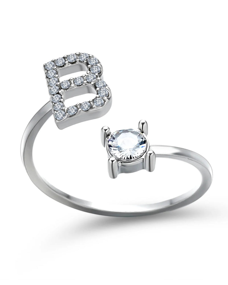Elin | Öppen zirkonia-ring med initialer