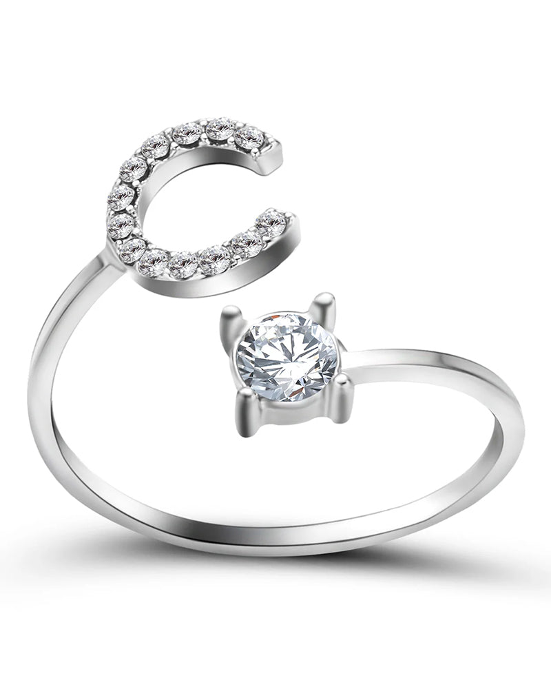 Elin | Öppen zirkonia-ring med initialer