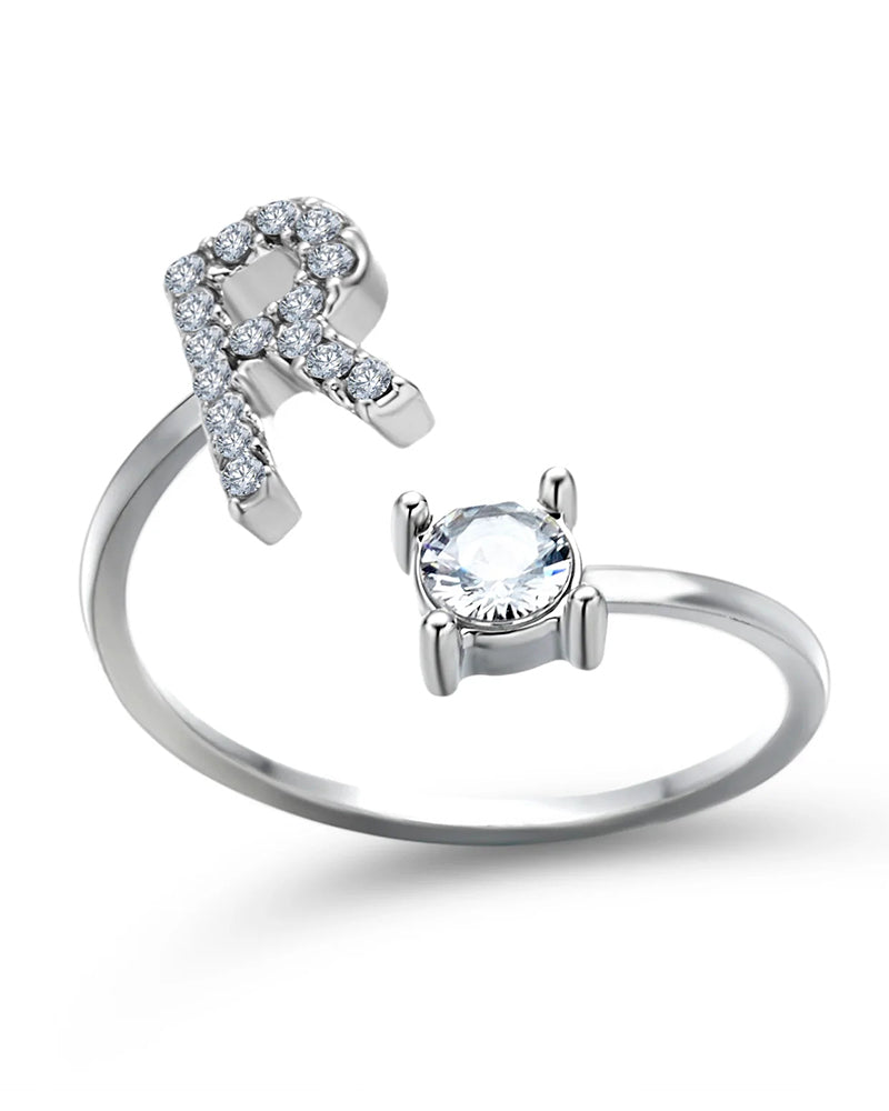 Elin | Öppen zirkonia-ring med initialer