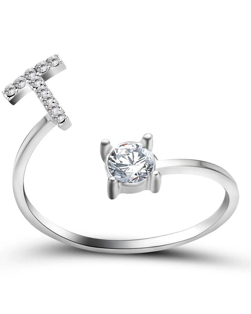 Elin | Öppen zirkonia-ring med initialer