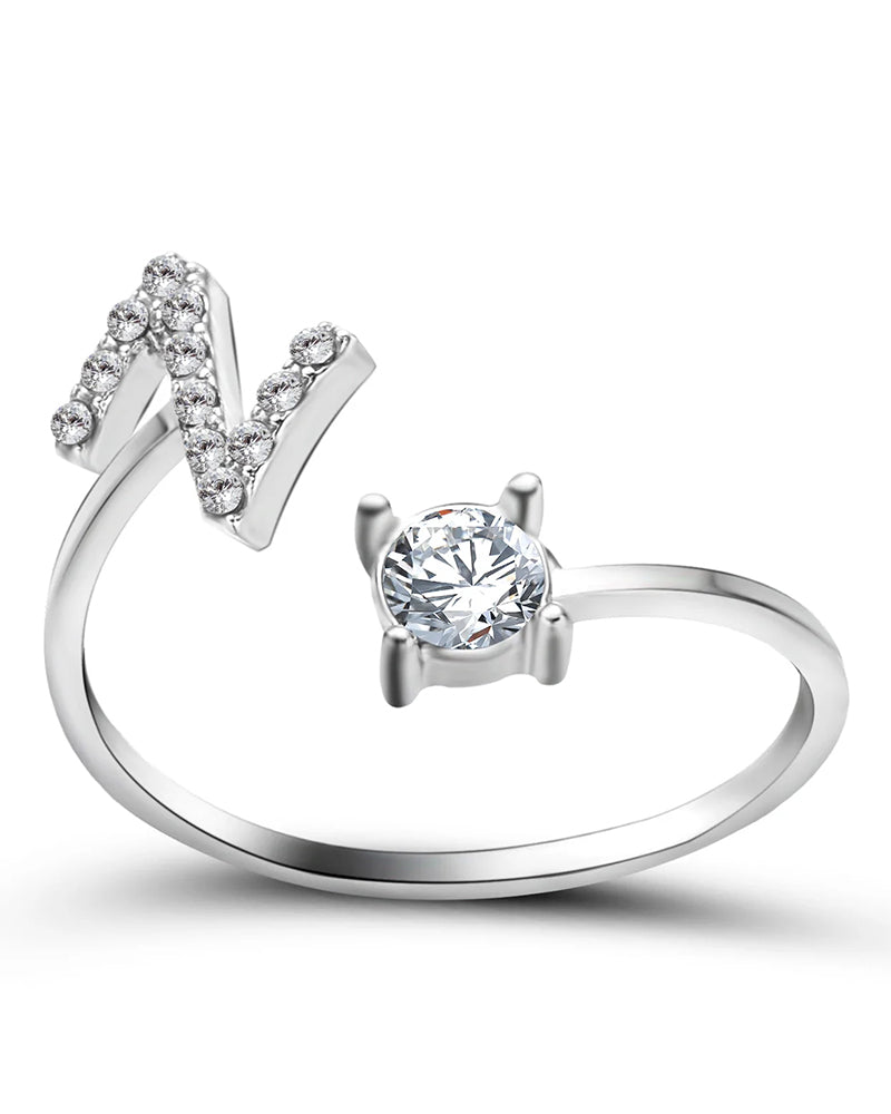 Elin | Öppen zirkonia-ring med initialer