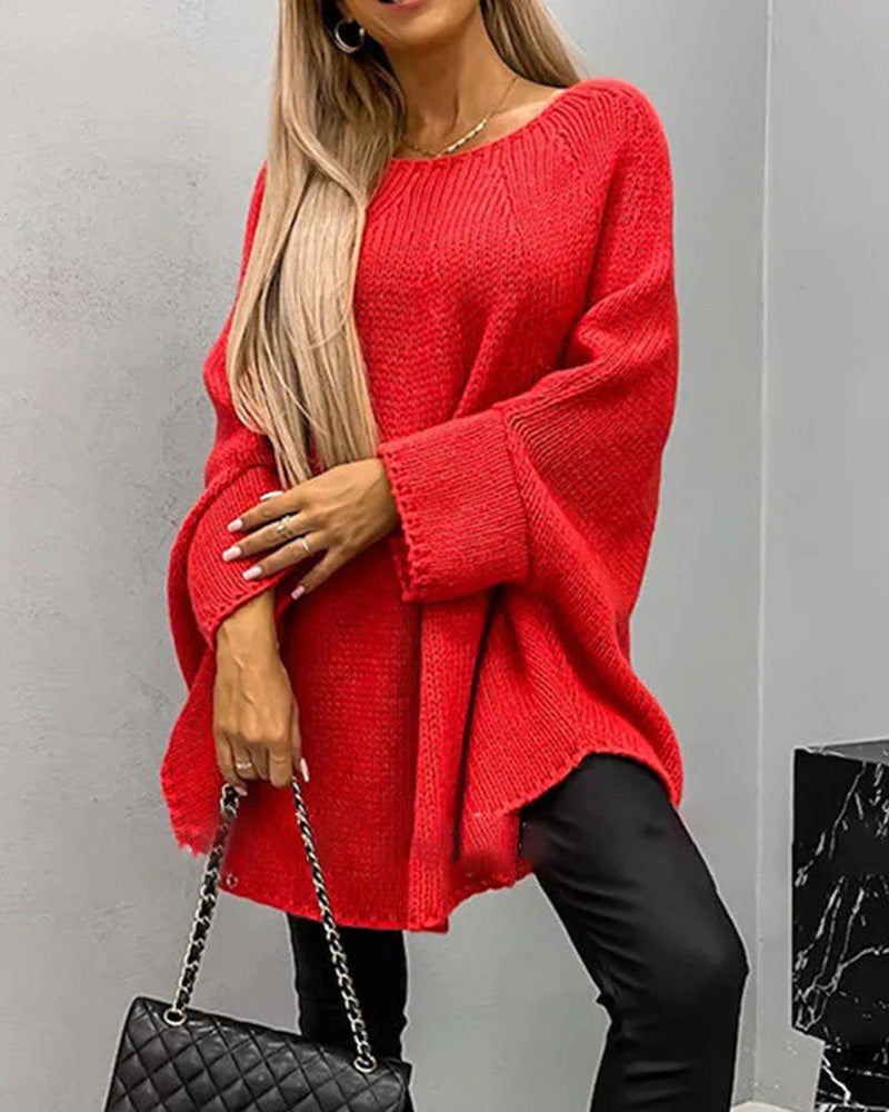 Elin | Elegant stickad cape tröja för kvinnor