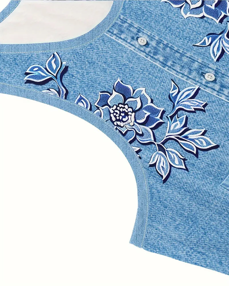 Elin | Klänning Ärmlös Imitation Denim