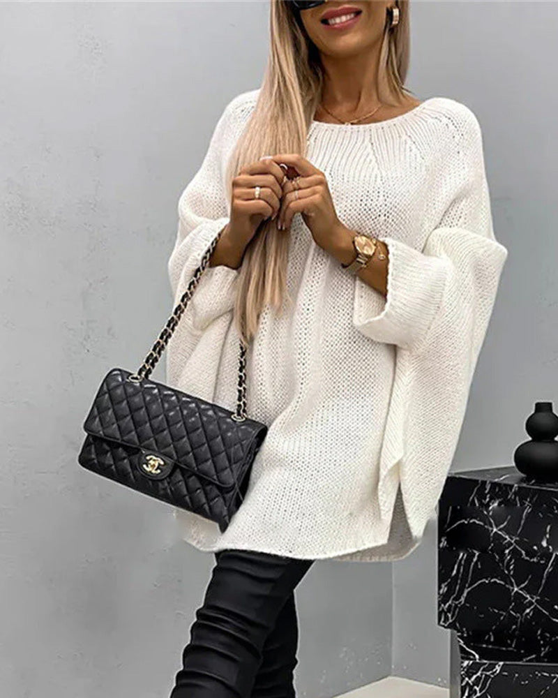Elin | Elegant stickad cape tröja för kvinnor