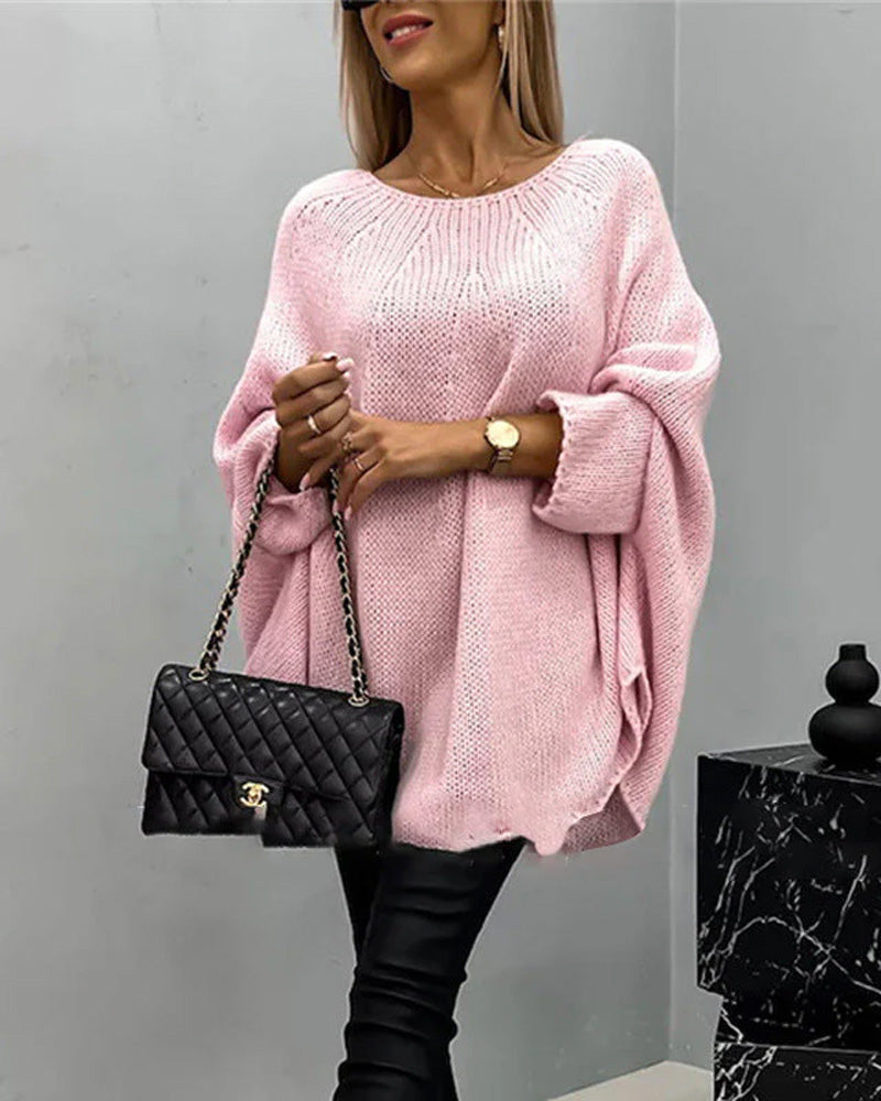 Elin | Elegant stickad cape tröja för kvinnor