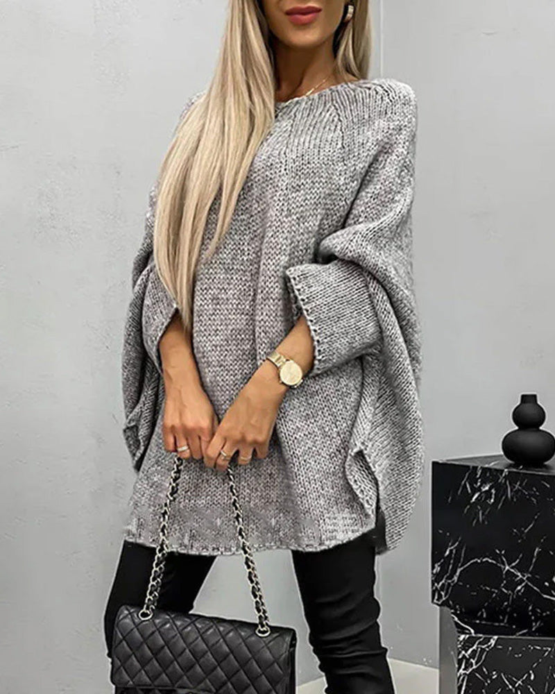 Elin | Elegant stickad cape tröja för kvinnor