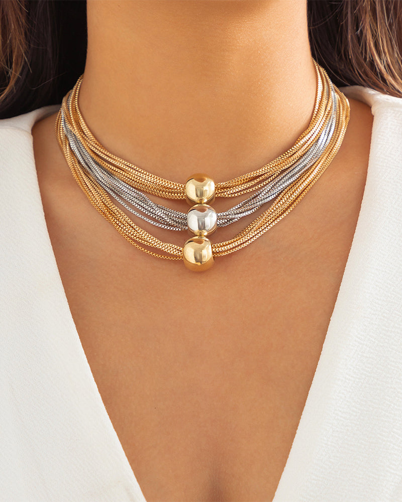 Elin | Stapelbart geometriskt halsband/armband med kedja i lager