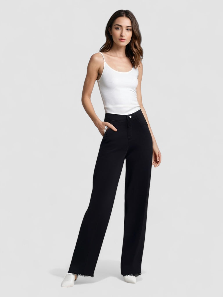 Elin | Elegant Svart Jeans med Rå Finish