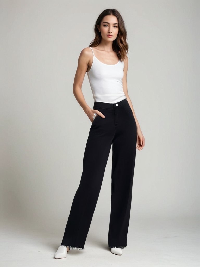 Elin | Elegant Svart Jeans med Rå Finish