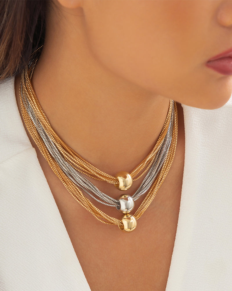 Elin | Stapelbart geometriskt halsband/armband med kedja i lager