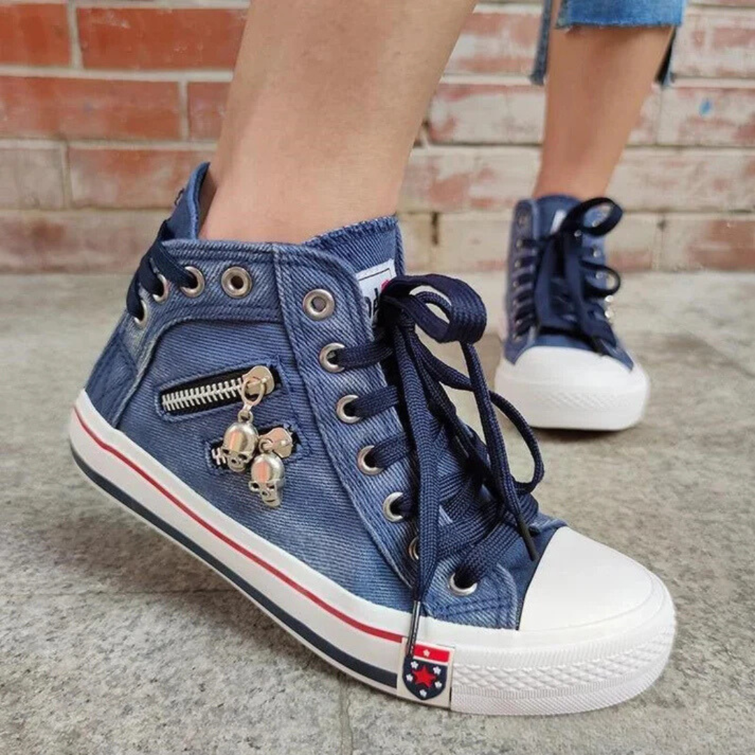Elin | Chic och Bekväm Högskuren Denim Canvas Skor