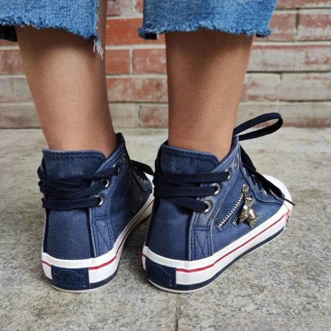 Elin | Chic och Bekväm Högskuren Denim Canvas Skor