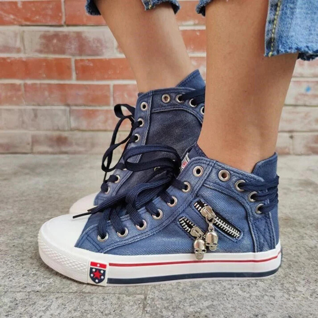 Elin | Chic och Bekväm Högskuren Denim Canvas Skor