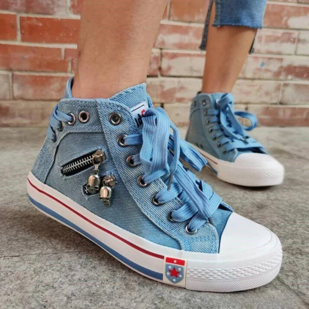 Elin | Chic och Bekväm Högskuren Denim Canvas Skor