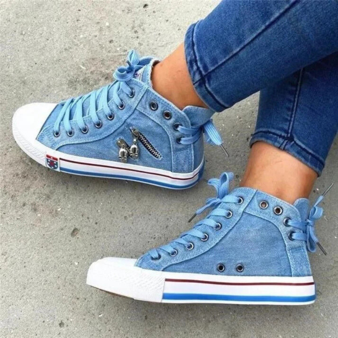 Elin | Chic och Bekväm Högskuren Denim Canvas Skor