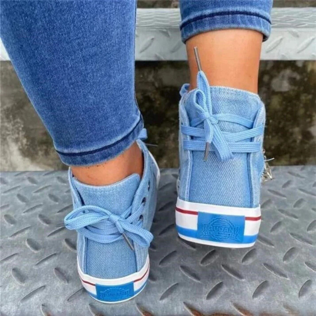 Elin | Chic och Bekväm Högskuren Denim Canvas Skor
