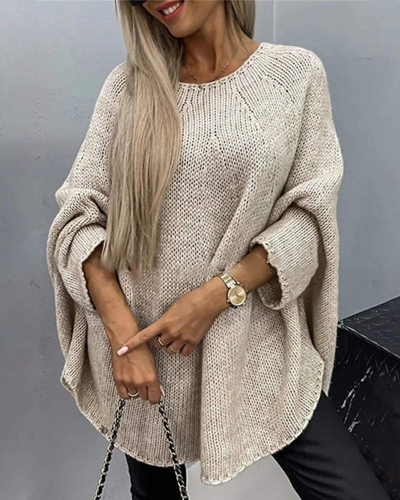 Elin | Elegant stickad cape tröja för kvinnor